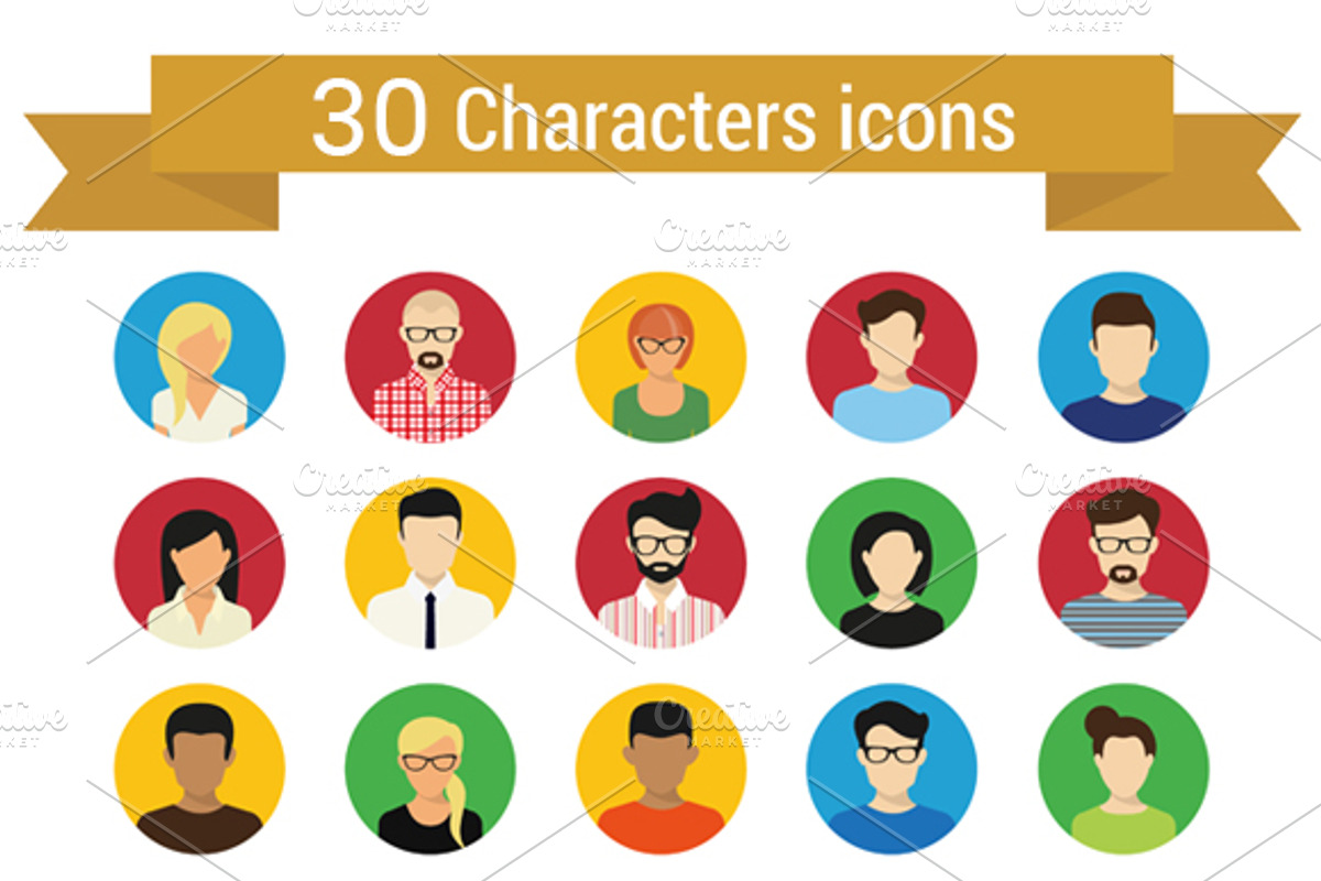 Characters icons set, an Icon by Julia Tim
