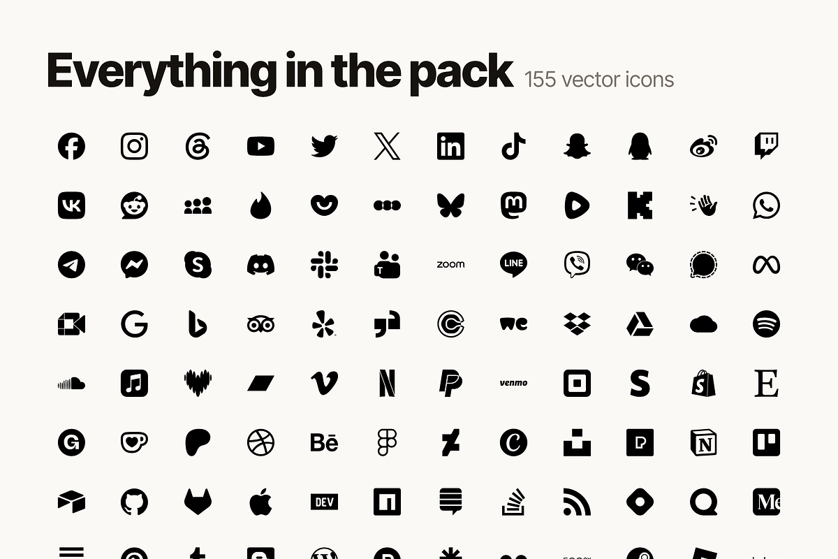 155 Social Media Icons SVG Bundle, a Solid Icon by Design Bits (Photo 2 of 6)