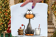 Quirky Christmas Cat Clipart, an Illustration by Craft Nest (Thumbnail 3 of 13)