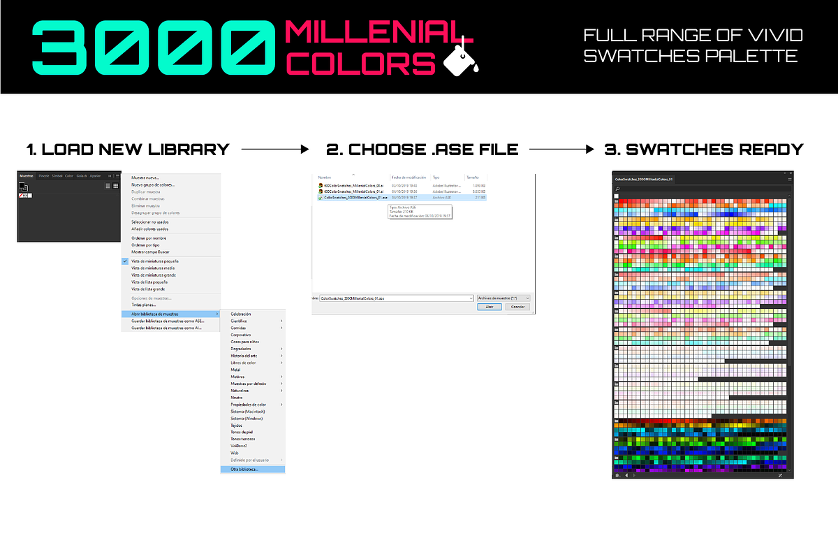3000 millenial color swatches set, a Palette Add-On by ToonPlanet Vector Assets (Photo 8 of 9)