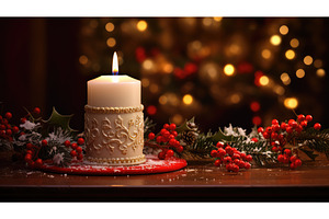 festive christmas candle background, a Holiday Photo by pikepicture