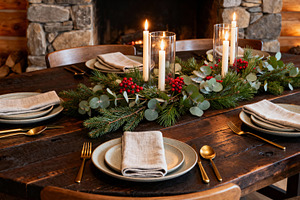 Cozy Holiday Dining Table Setting, an Architecture Photo by Virgo Studio