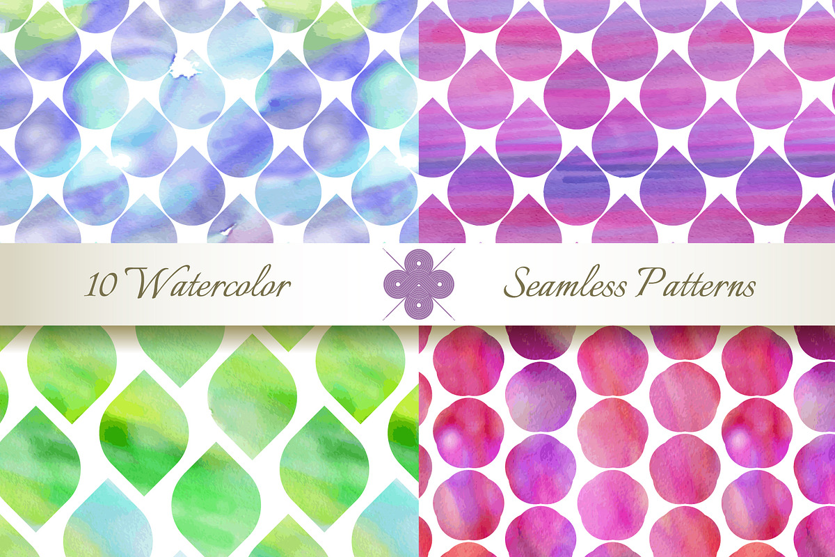 Seamless Watercolor Patterns preview 2