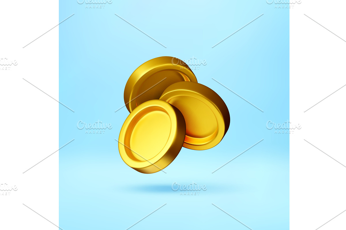 3d Three golden coin floating, a Finance Illustration by Abscent