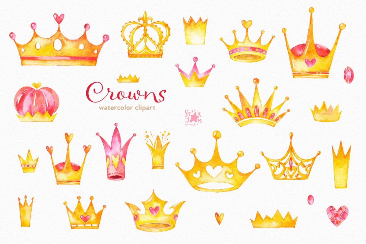 Crowns. Watercolor clipart, an Object Graphic by StarJam (Photo 2 of 3)