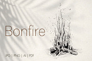 Bonfire. Hand-drawn sketch, an Illustration by Canatic (Thumbnail 1 of 5)