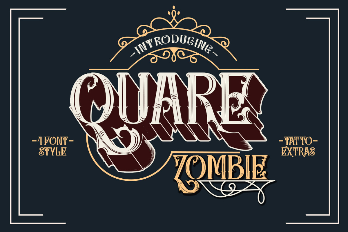 Quare Zombie - 4 font plus extras, a Sans Serif Font by Struggle Studio (Photo 1 of 11)