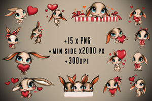 Hand Drawn Bunnies Isolated