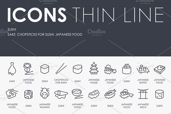 Sushi Thinline Icons