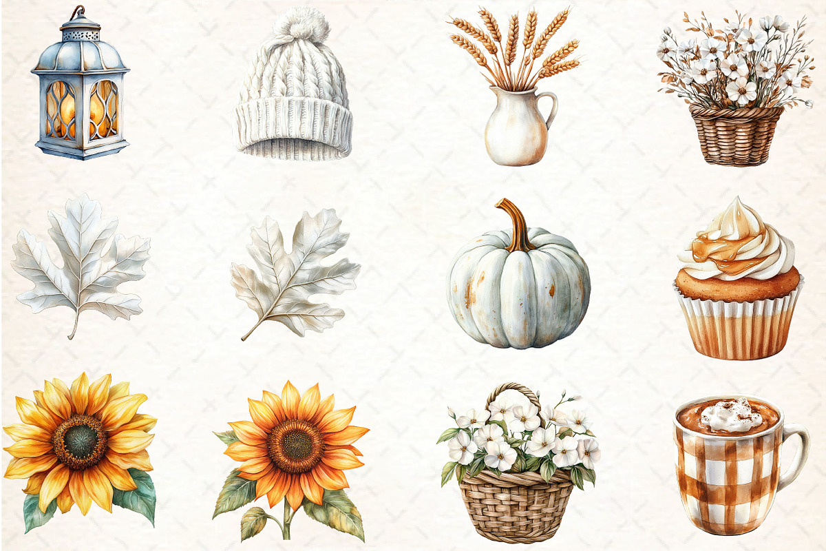 Cozy Caramel & White Fall Clipart, an Illustration by DreamCafeArt (Photo 5 of 5)