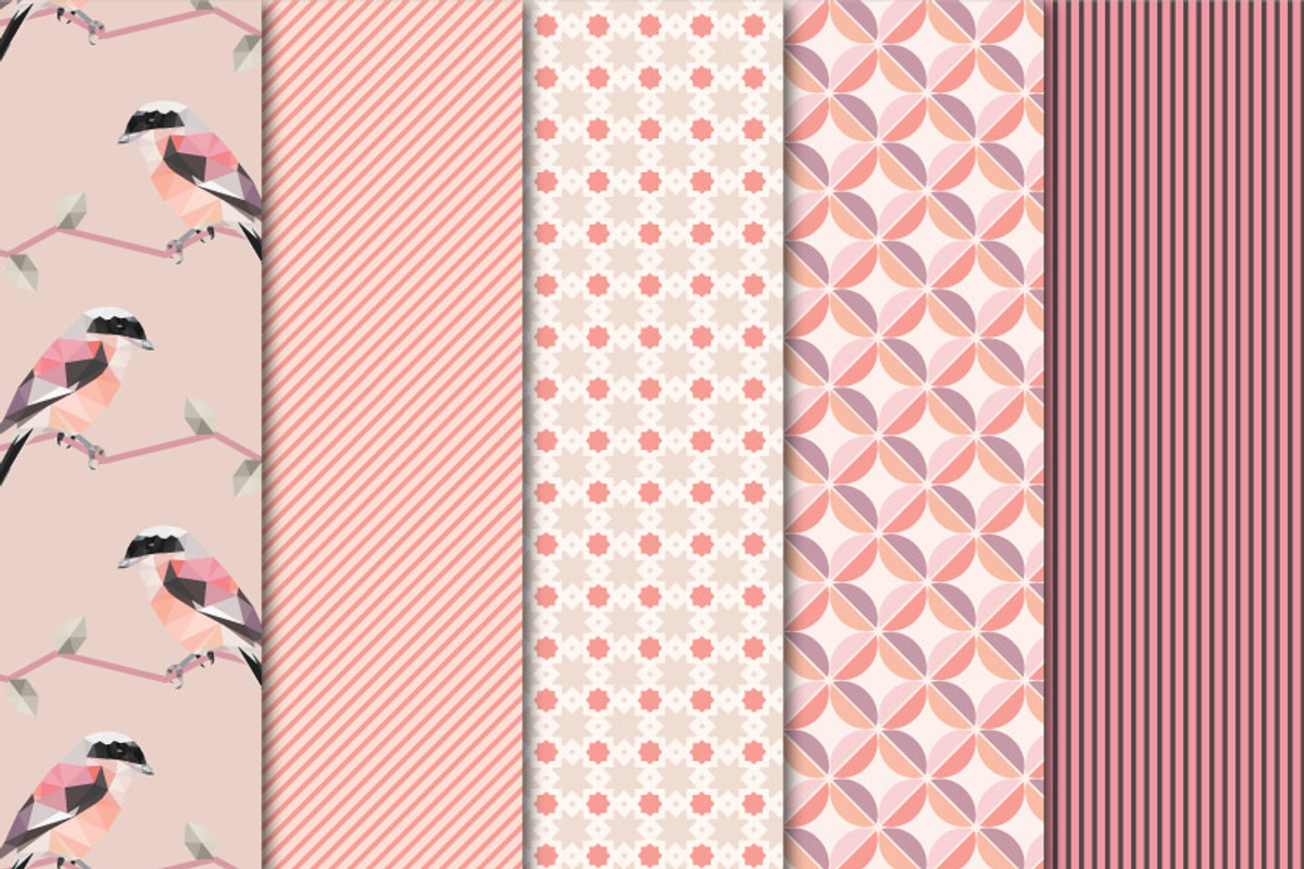 Digital Paper Geometric Birds Set 02 preview 2