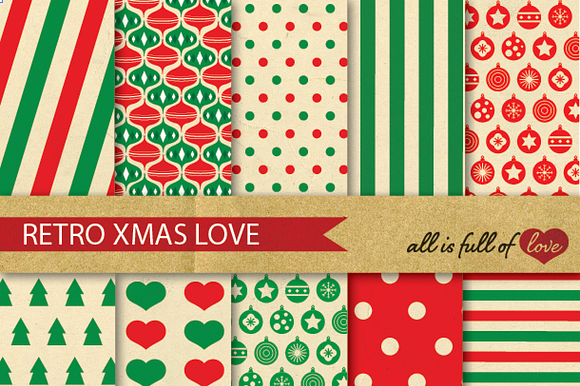 Vintage Christmas Background Papers preview 2