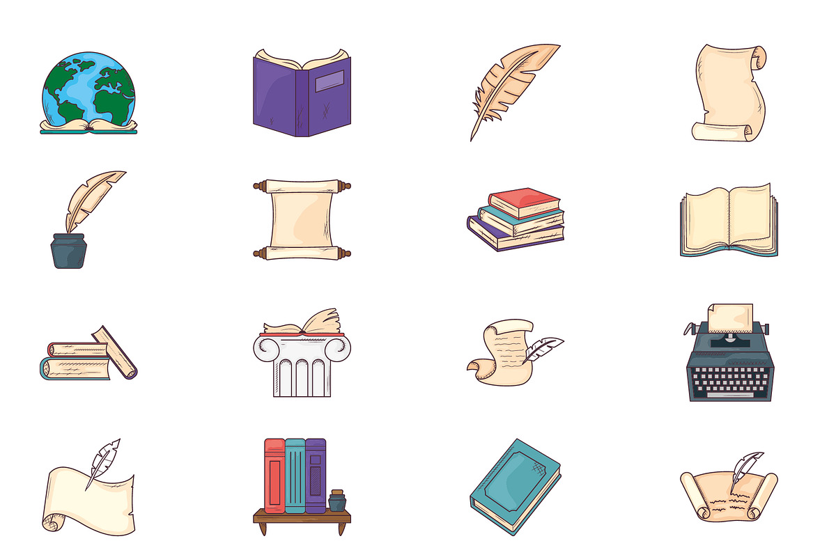 Poetry & Literature Icons Set