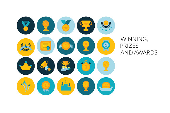 Flat Icons Set Prizes Awards