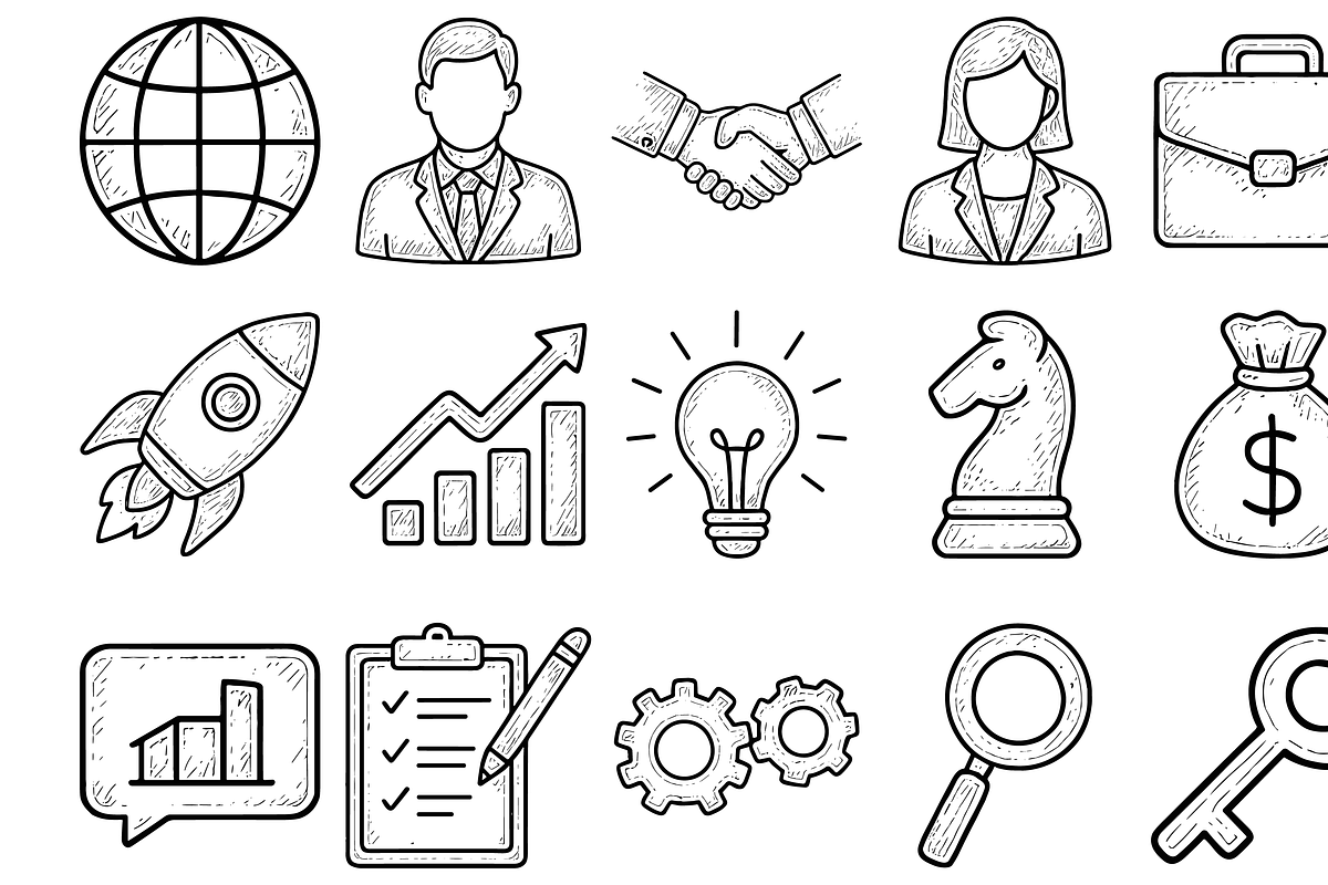 Business Strategy Icons, an Object Graphic by nikagraphic