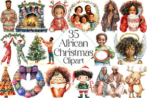 African American Christmas Clipart, an Illustration by DreamPrint404