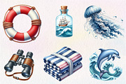 Nautical Ocean Watercolor Clipart, an Illustration by CreationArt (Thumbnail 4 of 5)