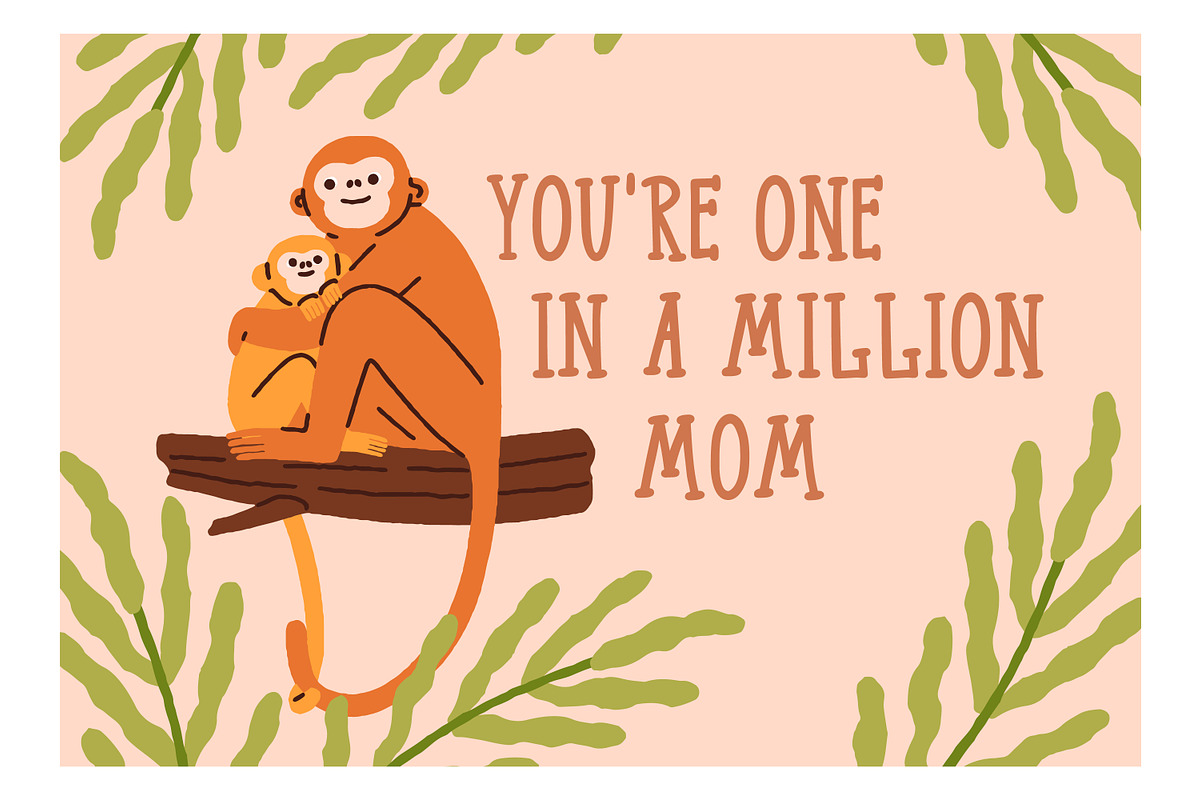 Happy Mothers day cards with animals, a Background Graphic by Good Studio (Photo 3 of 10)