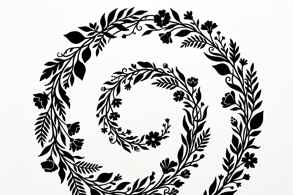50 Elegant Floral Leaf Spiral Frame, a Decorative Illustration by Amazin_art (Photo 24 of 39)