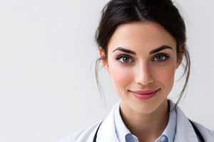 Doctor smiling in a clinic setting, a Photo by Beautiful things