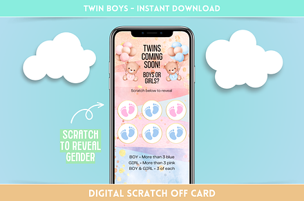 Twin Boys Digital Scratch Card, a Websites & App Template by SunshineStudioBoutique