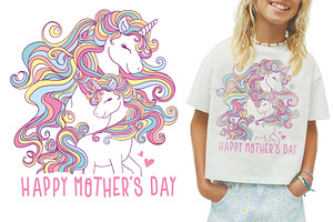 Happy Mother's Day. Unicorn Vector