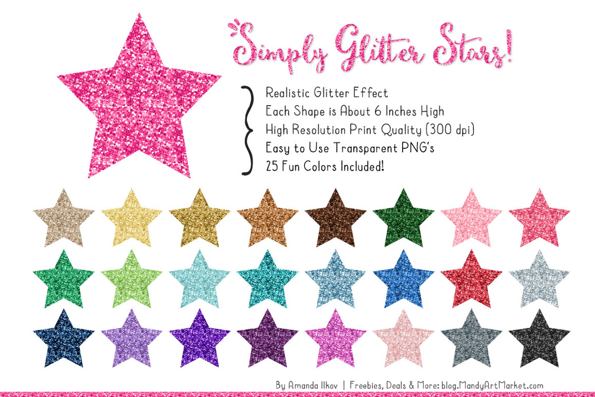 Glitter Rainbow Stars Clipart, an Illustration by Amanda Ilkov (Photo 3 of 3)