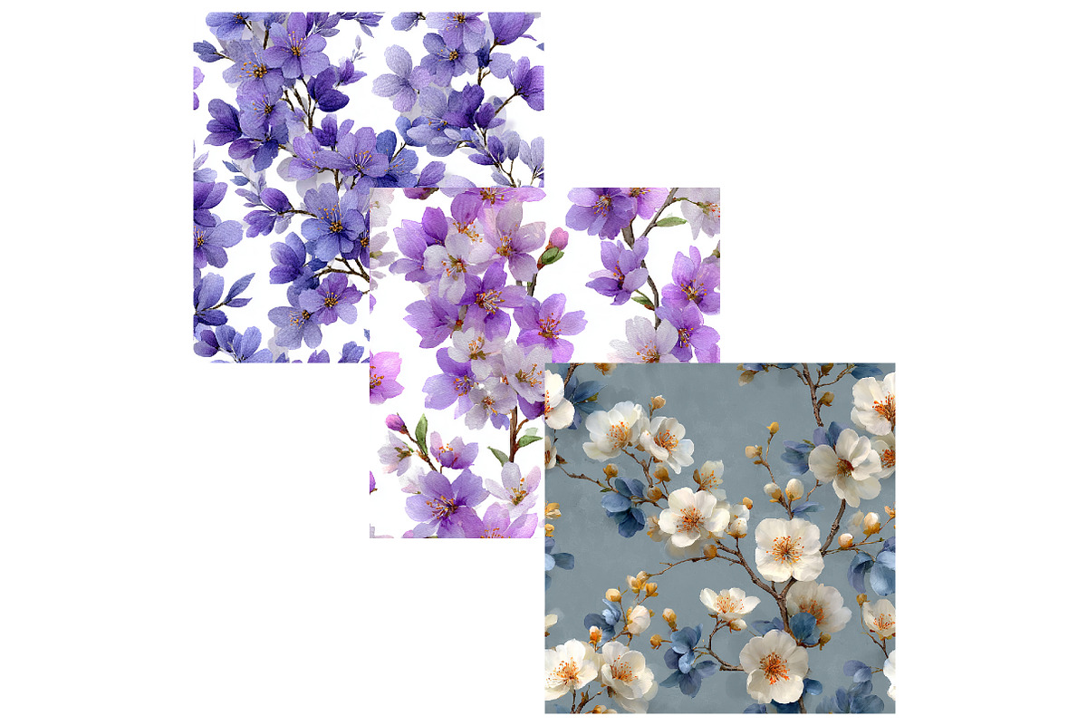 Pastel Floral Trees Digital Papers, a Texture Graphic by CitraGraphics (Photo 5 of 6)