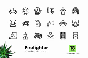 Firefighter Outline Icons, an Outline Icon by Zeer Graphic