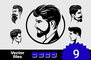 Man's Head Silhouette Vector.