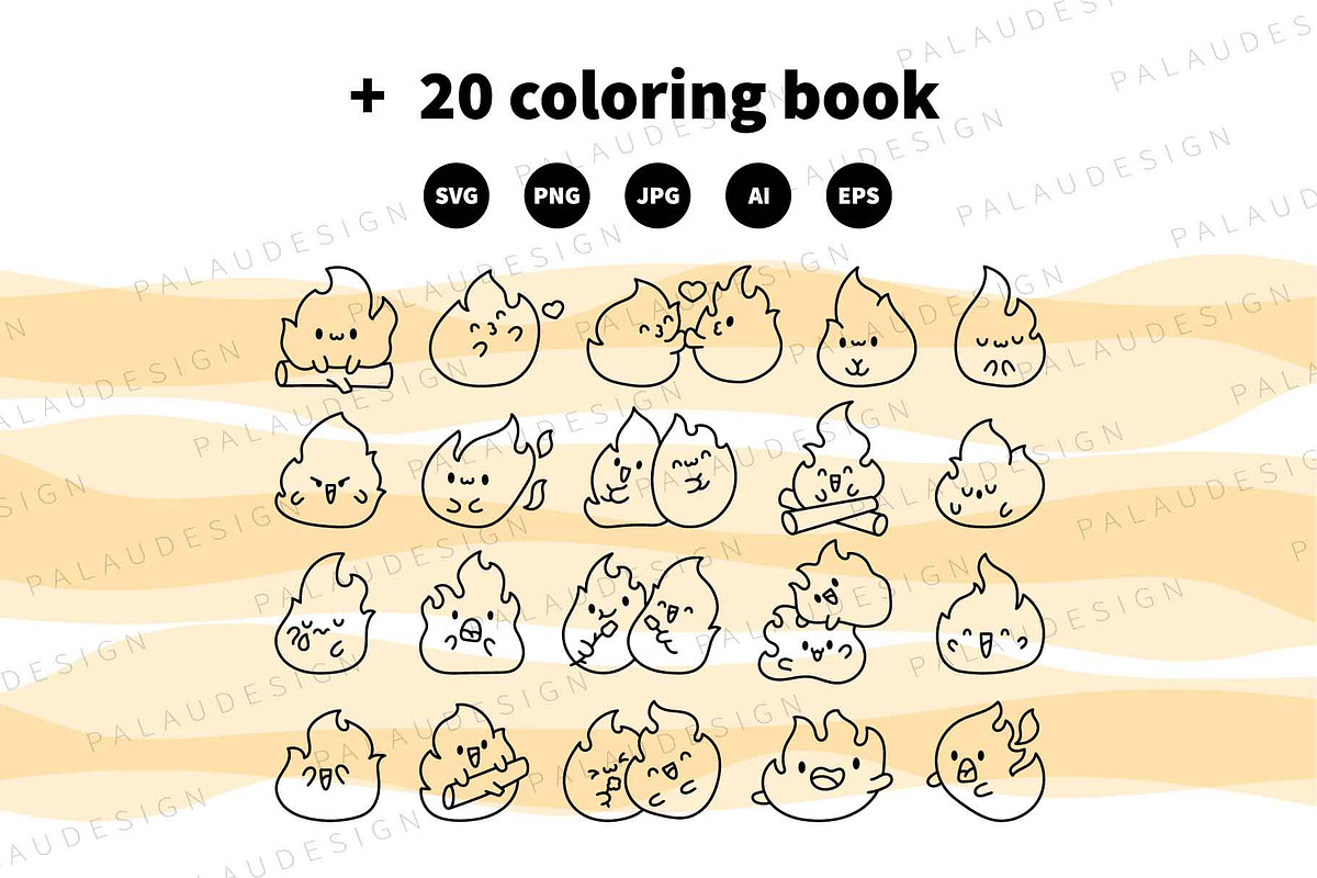 Cute kawaii fire, an Object Illustration by Palau (Photo 11 of 12)