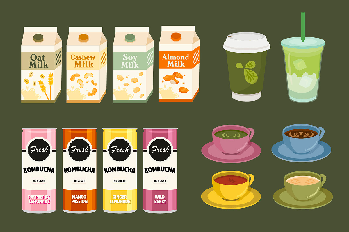 Vegan Cafe Illustrations, a Food Illustration by ThePixelLibrary (Photo 2 of 8)