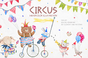 Watercolor Circus Animals Clipart, an Animal Illustration by the_myro (Thumbnail 1 of 16)