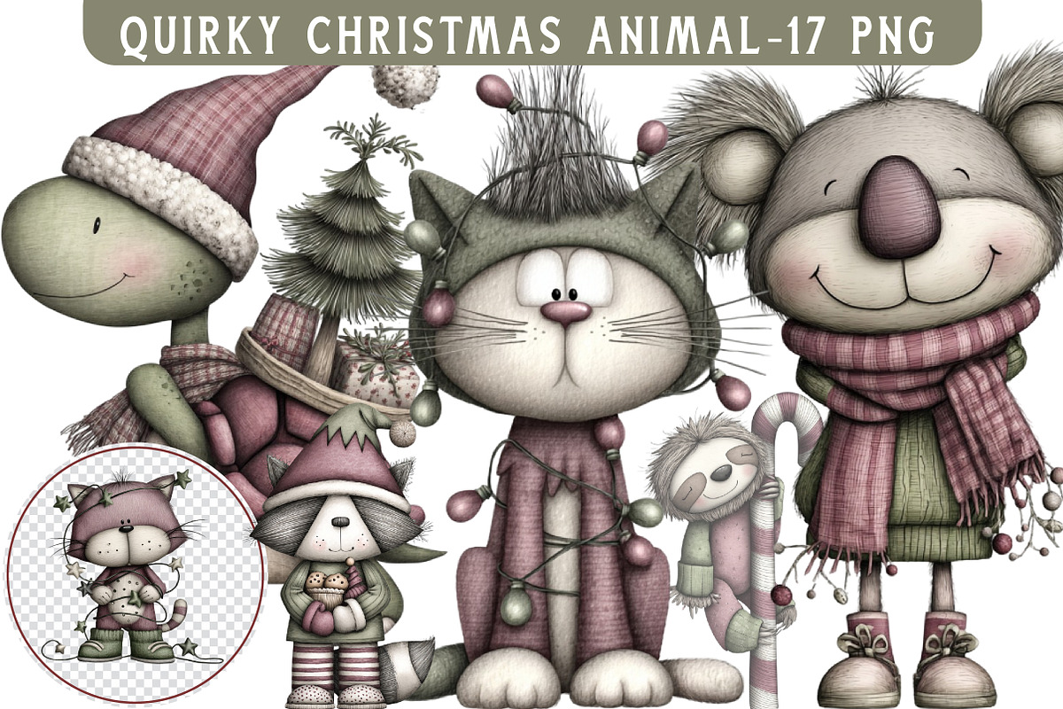 Quirky Christmas Animal Clipart Bund, an Illustration by Libby Wishes (Photo 1 of 7)
