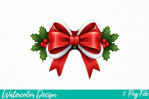 Christmas Coquette bow PNG, an Illustration by Watercolor design