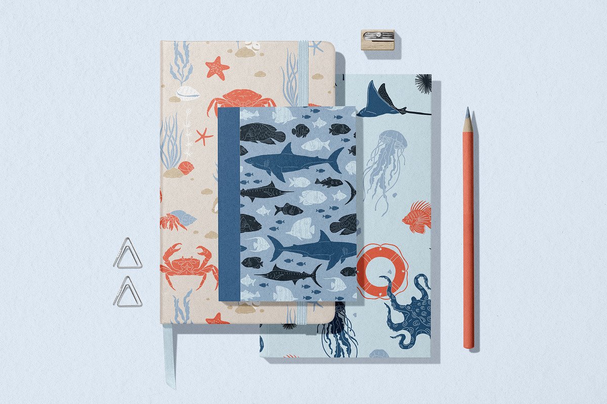 Sealife Silhouettes Illustration Set, an Animal Illustration by rouxsupplyco (Photo 14 of 16)