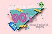 The 90's. Set patches + 6 pattern, a Decorative Illustration by BSVIT (Thumbnail 1 of 5)