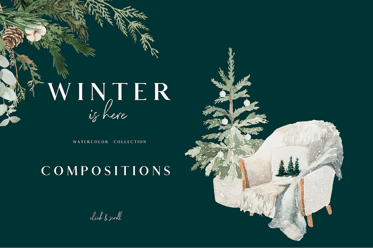 Winter is here - watercolor set, a Seasonal Illustration by Youksy (Photo 6 of 10)