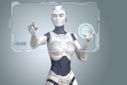 Robot working with Sci-Fi interface, a Finance Illustration by iLexx (Thumbnail 1 of 2)