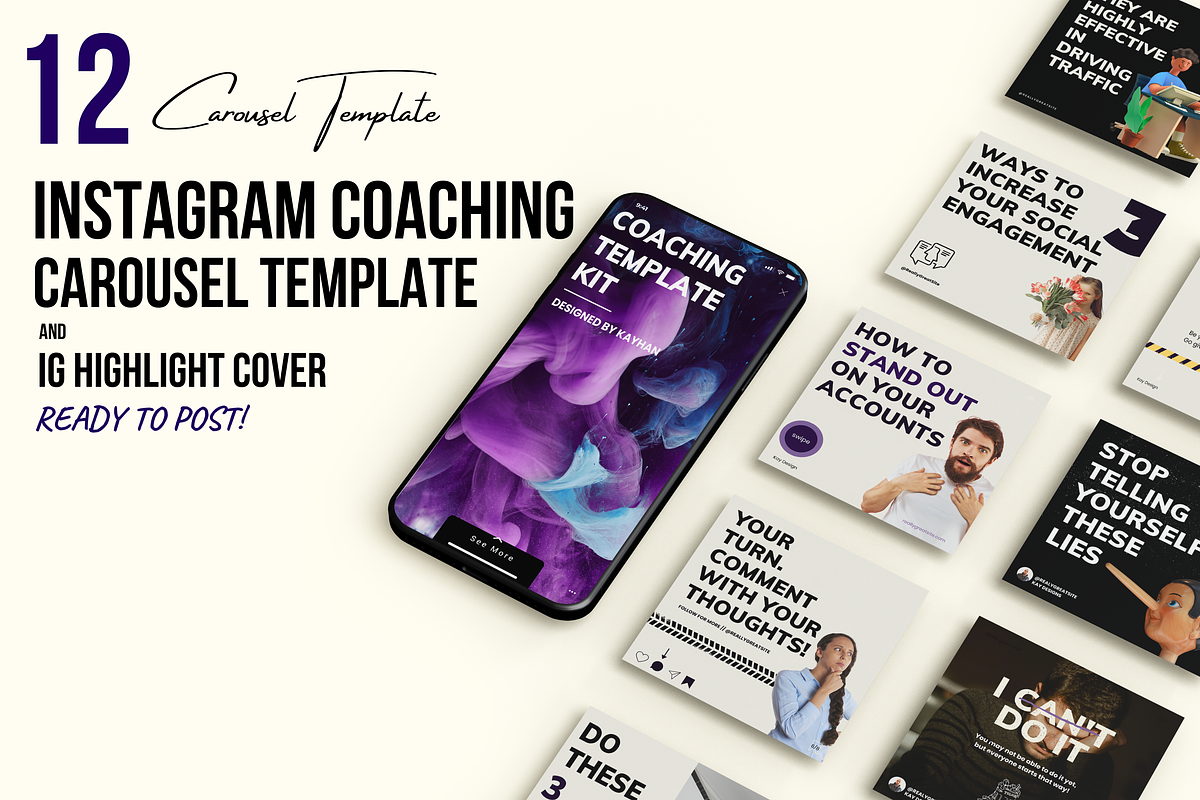 12 Instagram Carousel Templates, a Social Media Template by Kay Designs (Photo 1 of 6)