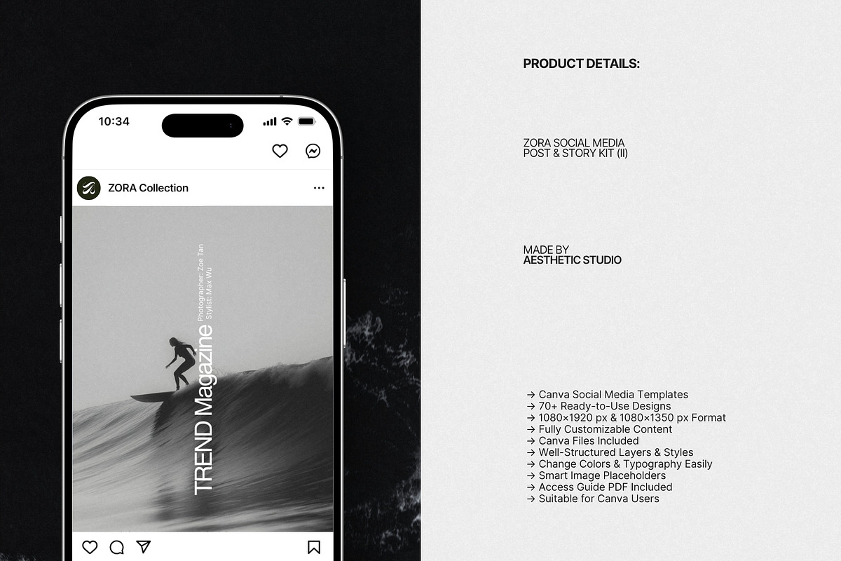 ZORA | Instagram Post & Story (II), a Social Media Template by The Aesthetic Studio (Photo 8 of 10)