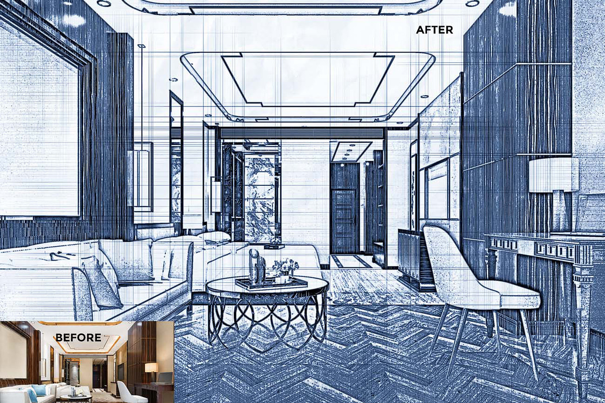 Architectural Pencil Sketch Pro, an Action Add-On by Studio Retouch (Photo 3 of 11)