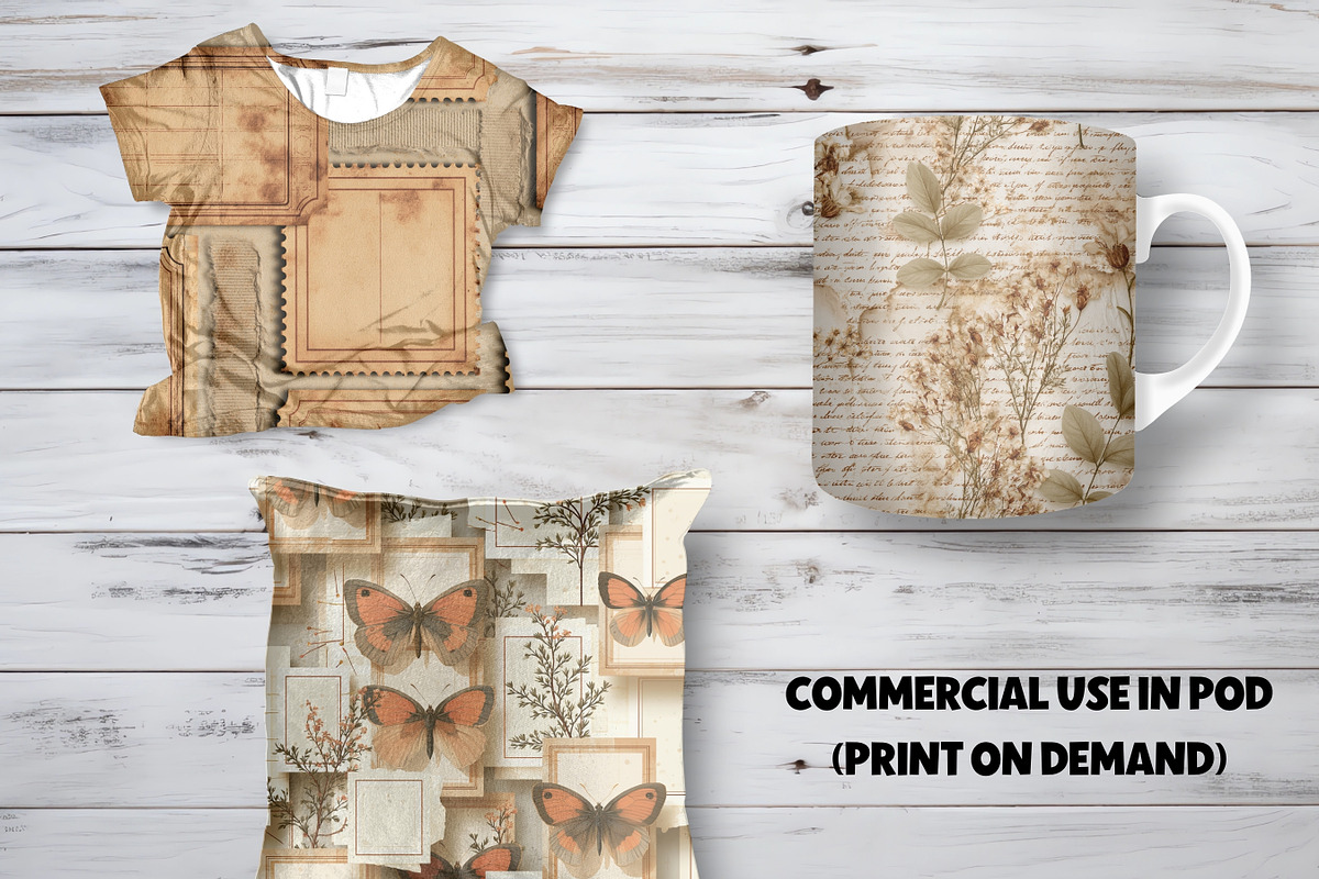 77 Vintage Ephemera Digital Paper, a Pattern Graphic by LA Design (Photo 7 of 10)