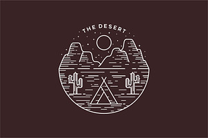 Desert Line Art Logo Badge