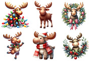 Quirky Christmas Moose Clipart Bundl, an Illustration by Designworld (Thumbnail 4 of 4)