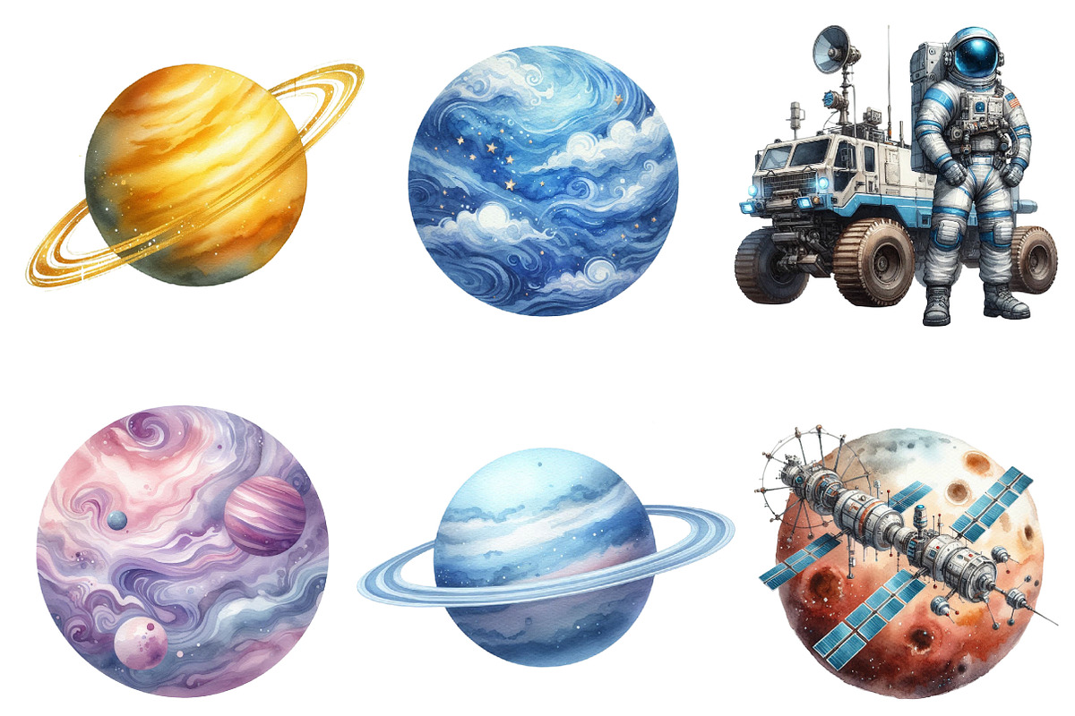 Space watercolor clipart, an Illustration by CreationArt (Photo 4 of 5)