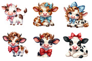 Cute Baby Cow Watercolor Clipart, an Illustration by CreationArt (Thumbnail 6 of 6)