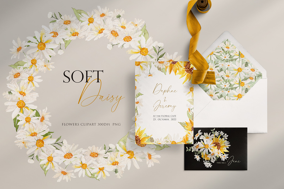Watercolor flower - Daisy Set, an Illustration by Beigetime (Photo 2 of 10)