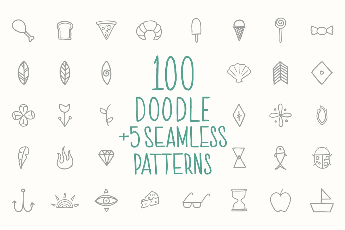 100 Doodle + 5 Seamless Patterns, a Decorative Illustration by Storyteller Imagery (Photo 1 of 8)