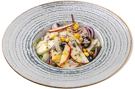 Vegetarian salad with sweet corn and apples, a Photo by Grafvision photography